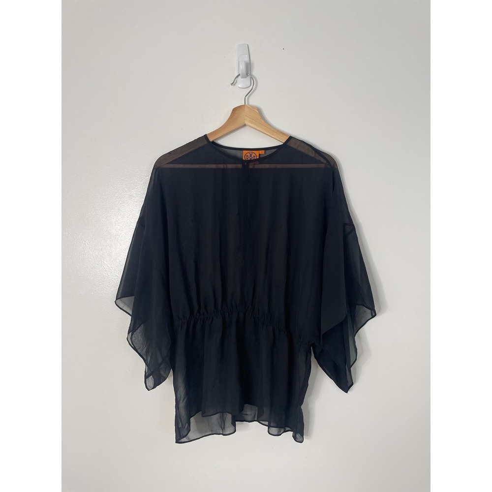 Tory Burch Blouse Top Black Margarete Sheer Kimono Whimsigoth Romantic Luxury 4 - Picture 2 of 8